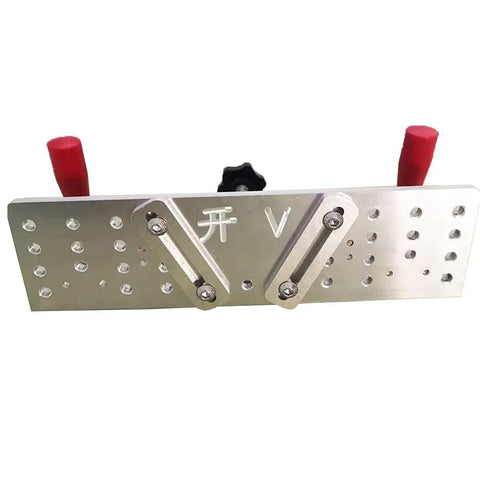 Aluminum Knife Sharpener Jig With Dual Arm Grips Knife Sharpening Locator Clip For Belt Sander Machine visible with red grips