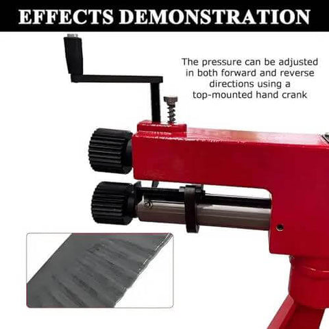 7 Inch Manual Bead Roller Rotary Machine with hand crank for sheet metal fabrication, demonstration of beading on 0.8 mm mild steel