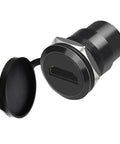 Smooth Signal Hdmi 4K 60Hz Female To Female Threaded Panel Mount Pass Through Adapter with dust cap open.