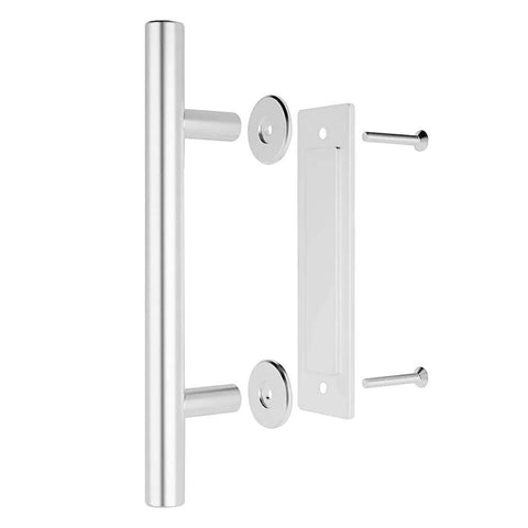 10 Inch Stainless Steel Sliding Barn Door Handles And Flush Pulls Set Double Sided Anti Rust Anti Corrosion Easy Install With Flat Bottom Plate Design No Slot Mount Brushed Finish For Modern Homes And Industrial Interiors
