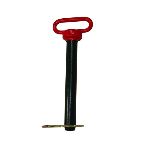 Heavy Duty 1 Inch Trailer Hitch Pin With Red Rubber Coated Handle, 7-1/2 Inch Usable Length, Secure Clip For Tractors, Trailers And Farm Implements