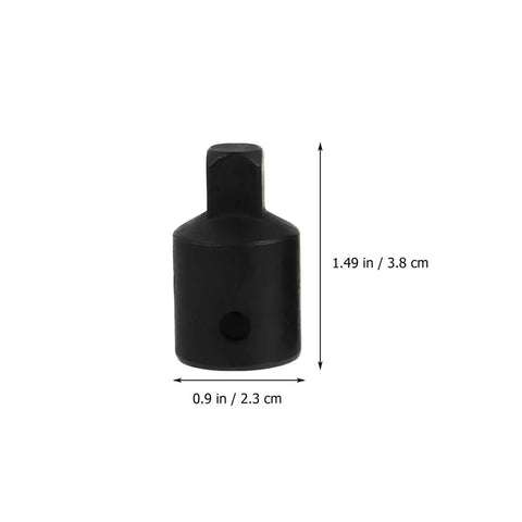 Premium Black Socket Converter Adapter Set Includes 4 Durable Tool Steel Pieces For Wrenches With Heavy Duty Impact Grade Build And Strong Torque Capacity Perfect For Any Serious Auto Repair Or Home Mechanics Job You Need To Get Done. Black steel socket adapter, 1.49 x 0.9 in