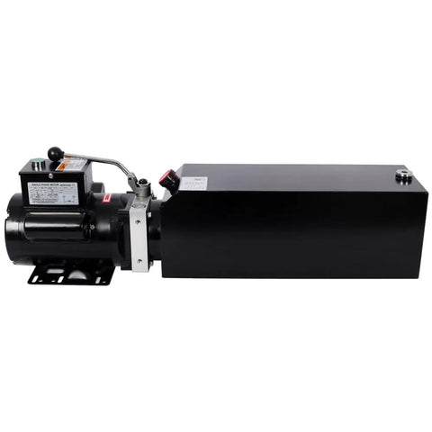 Heavy Duty Hydraulic Power Unit For Car Lifts AC 220V Single Phase With 14 Quart Oil Reservoir, solid steel tank side view.