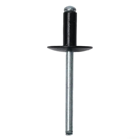 200 Piece Black Aluminum Blind Rivet Kit With Storage Case, Your Go To Auto And Furniture Repair Rivet Set, 8mm To 18mm Size Range, Durable Aluminum Alloy Construction, Handy Quick Fix For Projects. Black aluminum blind rivet with silver mandrel