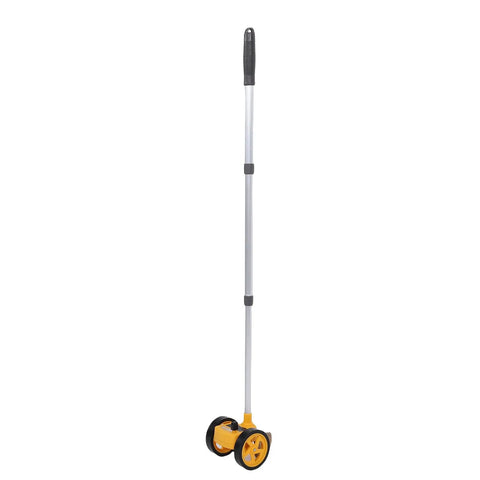 NDNCZDHC Rolling Measuring Wheel, 4 Inch Distance Measure Tool 0-9999.9m, Telescopic Rod Measuring Wheel with yellow wheels.