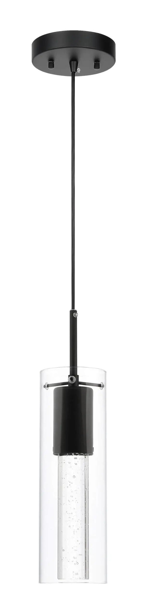 Black Pendant Light Fixture For Kitchen Island And Dining Table With Bubble Crystal Glass Shade And LED Bulb Included
