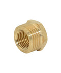 Brass hex body NPT reducer bushing, 1/4in male to 1/2in female pipe fitting