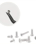 Close-up of carbon steel micro screws from 500Pcs Mini Screw Set For Laptops, Sunglasses, Watches, Tablets And Glasses Repair
