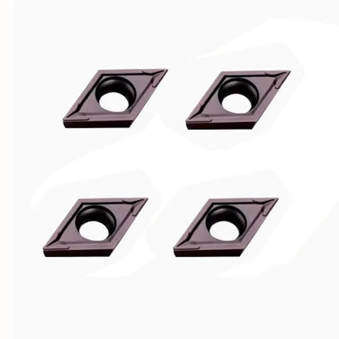 Carbide Turning Inserts Set For Lathe Tools Featuring DCMT070204 55 Degree Rhombic Inserts, black, four-pack on white