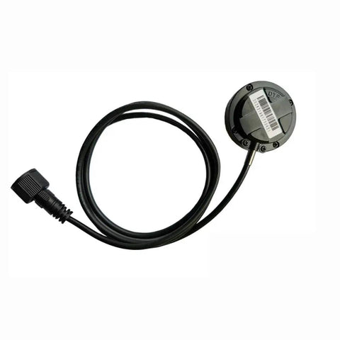 Non Contact Vehicle Fuel Level Sensor For Fuel Management And Oil Level Detection Waterproof Metal Shell With Built In Magnet 0 To 5V Output Diesel And Gas Tank Gauge Durable Outdoor Use Easy Install For Cars And Trucks, shown with black cable.