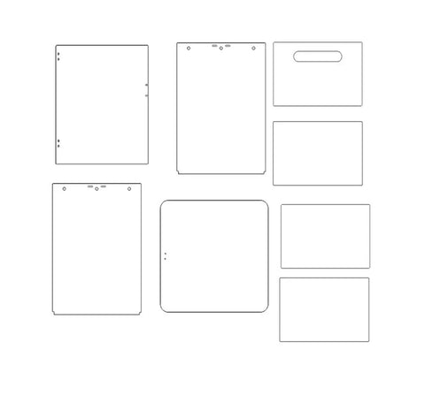 Clear 3mm Polycarbonate Enclosure Panel Kit With Screw Pack For Adventurer AD5X 3D Printer layout view of transparent PC sheets