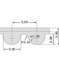 Diagram of Durable 15mm HTD5M Timing Belt For Electric Skateboard Conversions showing detailed tooth profile and dimensions, HTD5M43515