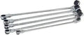 Ratcheting Wrench Set XL 5 Piece With 10 Metric Sizes, Offset Box End Gear for Tight Spots, displayed in shiny metal finish
