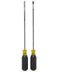 2-Piece Long Reach Screwdriver Set With Cushioned Grips, Includes 1/4-Inch Cabinet Tip And #2 Phillips, 10-Inch Blades For Tight Spaces