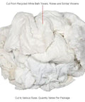 50 Lb Box Recycled Cotton Terry Cut Rags In White All Purpose Wipers For Polishing Dusting And Cleaning Jobs Assorted Sizes Reusable
