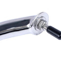 Close-up of Two Pack Beefy Marine Stainless Boat Grab Handle, Heavy Duty Round Tube Handrail With Flange And Stud, Mirror Polished Finish.