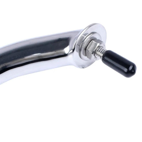 Close-up of Two Pack Beefy Marine Stainless Boat Grab Handle, Heavy Duty Round Tube Handrail With Flange And Stud, Mirror Polished Finish.