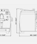 Schematic view of One Group Espresso Machine With Copper Inner Boiler For Even Heating, Stainless Steel Build, dimensions