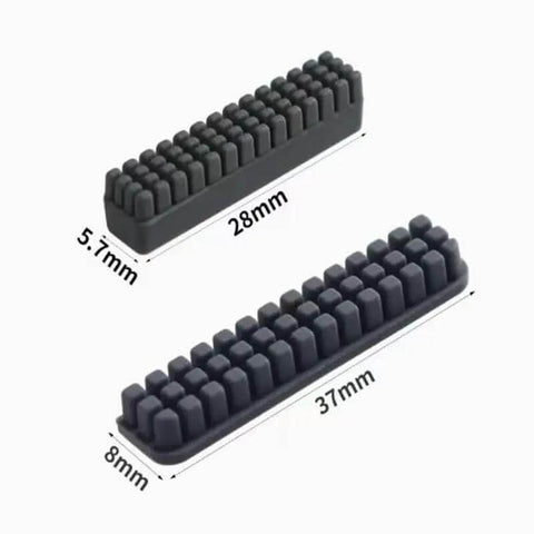 8Pcs Heatbed Nozzle Brush Replacement Kit For A1 3D Printer Silicone Wiper Cleaning Tool showing two silicone brushes with dimensions