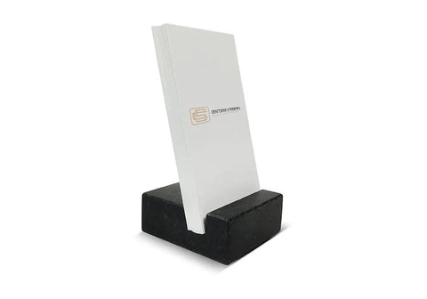 Black Granite Handmade Vertical Card Holder for Desk Holds Up to 20 Visiting Cards Desktop Card Stand for Home and Office Slick Elegant Luxurious Office Decor Eco Friendly and Durable Desk Accessory