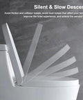 Solid Build Soft Close Elongated White Toilet Seat With Quick Release Hinges demonstrating silent slow descent feature.
