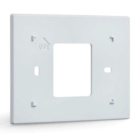White Thermostat Wall Plate With Mount Bracket For 2x4 Electrical Box, small cover plate, front view