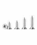 620 Piece M3 Wood Screws Set in 304 Stainless Steel Phillips Flat Head Short Screws Four Sizes Six Eight Ten Twelve Millimeter Salt Spray 1000 Hours