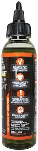 Side view of Adrenaline Assembly Lube 4 Oz For Gas And Diesel Engines featuring product benefits on label.