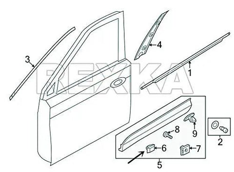 Diagram of 15 Piece Door Liftgate Body Side Rocker Molding Retainer Clip Set for Hyundai and Kia vehicles parts assembly.
