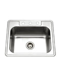 Stainless Steel Kitchen Sink Drop In Top Mount 25 Inch With 3 Hole Single Bowl And Strainer Durable 18 Gauge T304