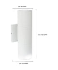 Two Light Outdoor LED Up And Down Wall Sconce 20W 120-277V White Finish with dimensions