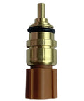 DAOKACUO TX191 coolant temperature sensor with brass body and brown plastic connector, front view.
