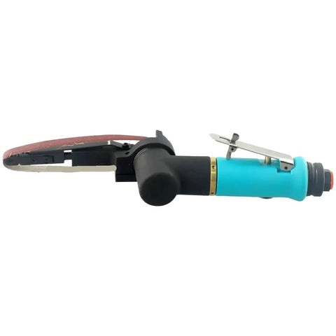 10X330mm Air Belt Sander Pneumatic Grinder Machine For Smooth Even Cutting Professional handheld tool side view with sanding belt.