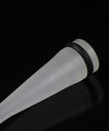 Close-up of transparent spout with black ring from Two Pack Bike Brake Bleed Funnel With M5 Threaded Spout For Shimano Hydraulic Systems And Mountain Bikes Mineral Oil Compatible Easy Oil Injection Kit For Outdoor Riders And Bike Enthusiasts.