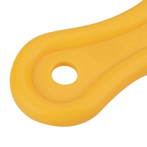 Close-up of yellow ABS handle from Two Pack V Type Wood Saw Push Sticks for Carpentry and Table Saw Work, Pro Grade ABS Body