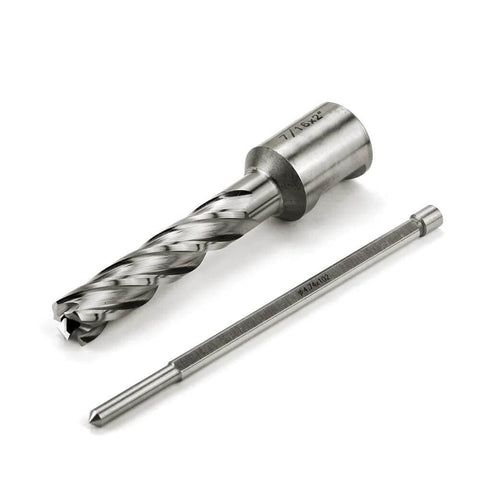 Oscarbide 7/16-inch HSS annular cutter with Weldon shank and pilot pin, two-piece set shown