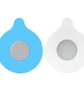2pcs Silicone Bathtub Plug Drain Stopper, Flat Cover set in blue and white, designed for sinks and bathtubs, easy to use.