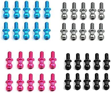 Assorted colored hex ball head screws for RC cars, including silver, from Set Of 10 Silver Metal Hex Ball Head Screws For 1 By 10 Scale RC Cars Including TT01 TT02 D5 Durable Alloy Fasteners For Vehicle Bodies Chassis And Scale Accessories Universal Compatibility For Easy Assembly And Maintenance.