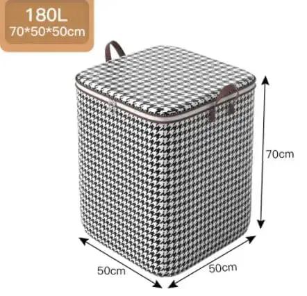 Heavy Duty 180L Collapsible Storage Bag Lowkey Spacious Design Holds All Your Duds And Bulky Quilts with houndstooth pattern.
