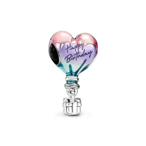 Birthday Hot Air Balloon Charm For Moments Bracelet In Sterling Silver With Multicolor Enamel Finish Gift Box Included Women Jewelry Gift Totally Cute Birthday Accessory For Her