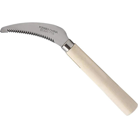 Berry Knife And Weeding Sickle With Lightweight Wood Handle, Stainless Steel Garden Tool Featuring A 4 Inch Deep Serrated Blade