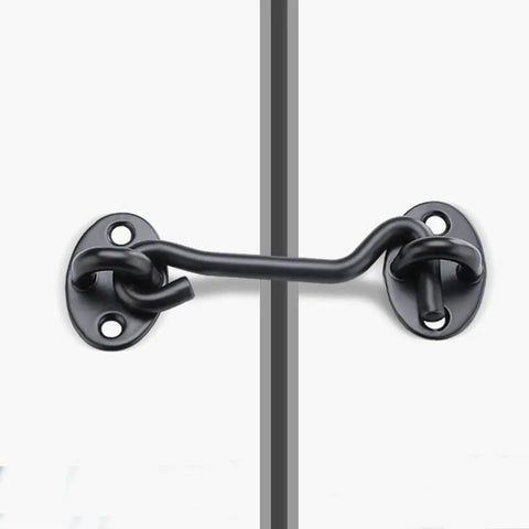Heavy Duty Sliding Barn Door Hardware Kit Includes Two Premium 3 Inch Steel hook and eye latch installed on door.
