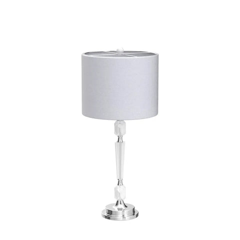 27 Inch Clear Crystal LED Table Lamp Set of 2 for Living Room or Bedroom with Chrome Base and White Linen Drum Shade, ETL Listed