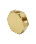 Brass Flat Hex Pneumatic Manifold FPM44R, showing 3 Way Outlets, 1/4 Inch NPT Female Inlets and Outlets, industrial-grade view