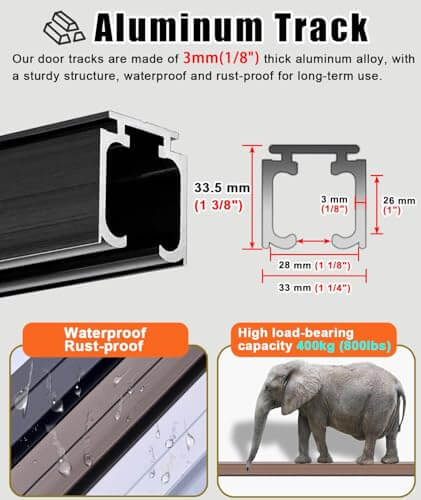 Soft Close Aluminum Sliding Door Track Kit 6.2Ft Top Hung Rail For Kitchen And Closet Bypass Barn Door Hardware dimensions and features