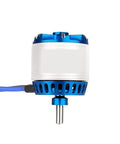 Side view of Brushless Motor 585KV 760KV 880KV 1025KV for RC Drones Quadcopters and Fixed Wing Planes, blue and white design.