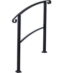 Sturdy As Nails Wrought Iron Handrails For Outdoor Steps With Curved Non Slip Grip Solid Black Porch Railing Kit