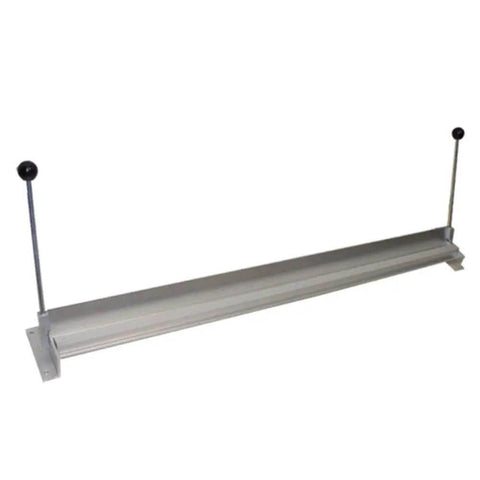 36 Inch Sheet Metal Brake Bender For Aluminum And Steel, Bench Top Mount, shown in side view, handles visible