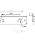 Diagram showing dimensions of Rock Solid Heavy Duty Double Threaded T Nuts For Aluminum Extrusion 5/16 18 Black Zinc Steel.