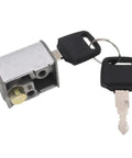 Secure Ride With This Sweet Headstock Faucet Tap Lock Key Set Made For CG125 Motorcycle Pit Bike Or Quad You Gonna Love Silver Tool Works Great So You No Worries Lockouts When Parked Outside Grab It Now And Keep Your Bike Protected. Silver metal headstock faucet tap lock key set with two black keys for CG125 motorcycle